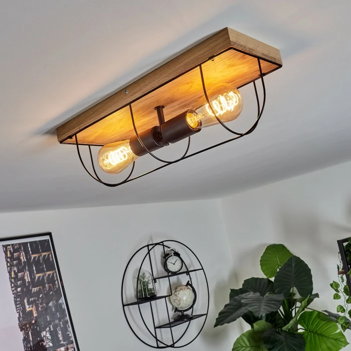 Hofstein Hodne Deckenleuchte Schwarz, Naturfarben, 2-flammig 6 Hofstein Hodne Deckenleuchte Schwarz, Naturfarben, 2-flammig – Bild 6