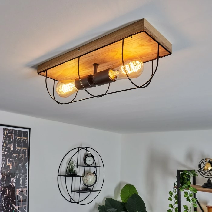 Hofstein Hodne Deckenleuchte Schwarz, Naturfarben, 2-flammig 8 Hofstein Hodne Deckenleuchte Schwarz, Naturfarben, 2-flammig – Bild 8