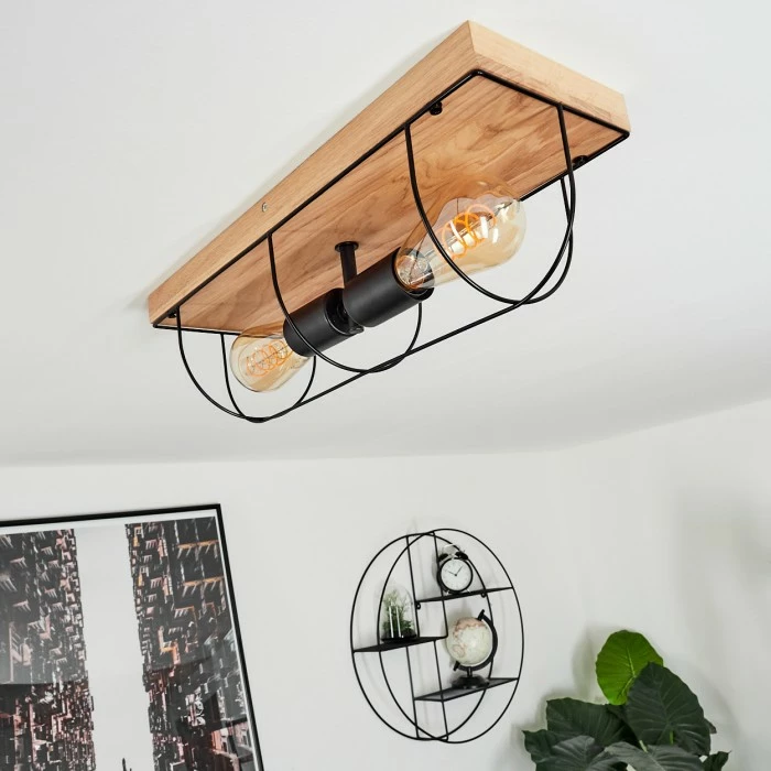 Hofstein Hodne Deckenleuchte Schwarz, Naturfarben, 2-flammig 9 Hofstein Hodne Deckenleuchte Schwarz, Naturfarben, 2-flammig – Bild 9