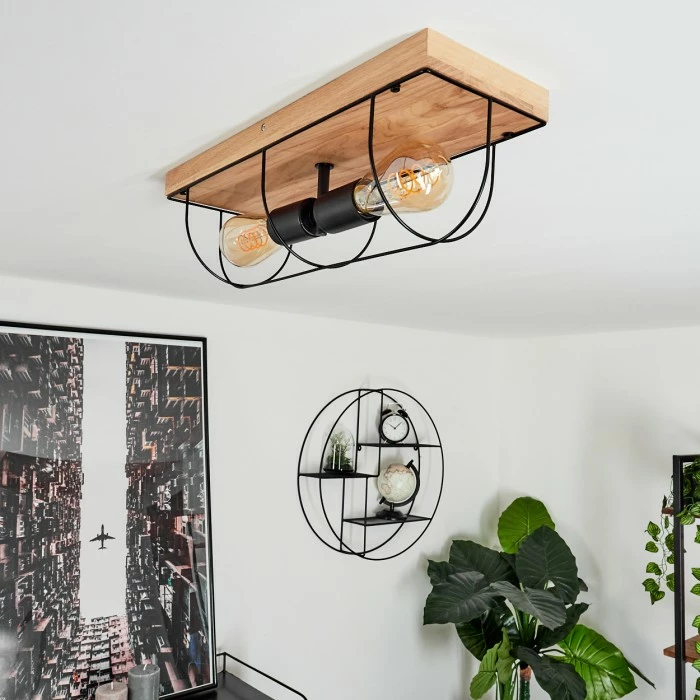 Hofstein Hodne Deckenleuchte Schwarz, Naturfarben, 2-flammig 10 Hofstein Hodne Deckenleuchte Schwarz, Naturfarben, 2-flammig – Bild 10