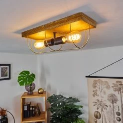 Hofstein Hodne Deckenleuchte Schwarz, Naturfarben, 2-flammig -Bürolampen Verkäufe hodne deckenleuchte h3441350 6