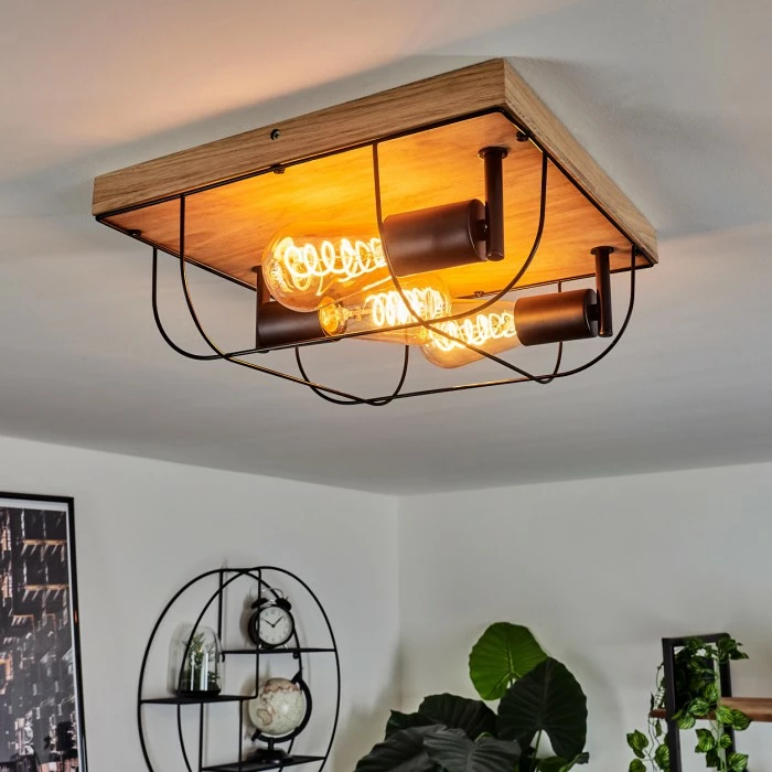 Hofstein Hodne Deckenleuchte Schwarz, Naturfarben, 3-flammig 1 Hofstein Hodne Deckenleuchte Schwarz, Naturfarben, 3-flammig