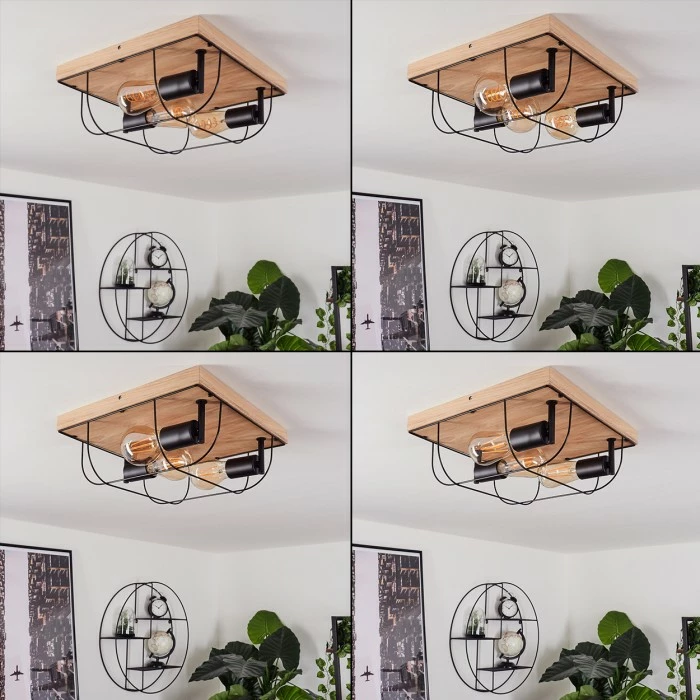 Hofstein Hodne Deckenleuchte Schwarz, Naturfarben, 3-flammig 2 Hofstein Hodne Deckenleuchte Schwarz, Naturfarben, 3-flammig – Bild 2