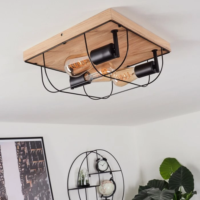 Hofstein Hodne Deckenleuchte Schwarz, Naturfarben, 3-flammig 9 Hofstein Hodne Deckenleuchte Schwarz, Naturfarben, 3-flammig – Bild 9