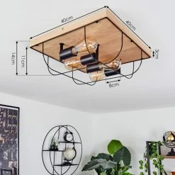 Hofstein Hodne Deckenleuchte Schwarz, Naturfarben, 4-flammig -Bürolampen Verkäufe hodne deckenleuchte h3441701 3