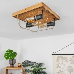 Hofstein Hodne Deckenleuchte Schwarz, Naturfarben, 3-flammig -Bürolampen Verkäufe hodne deckenleuchte h3441800 8