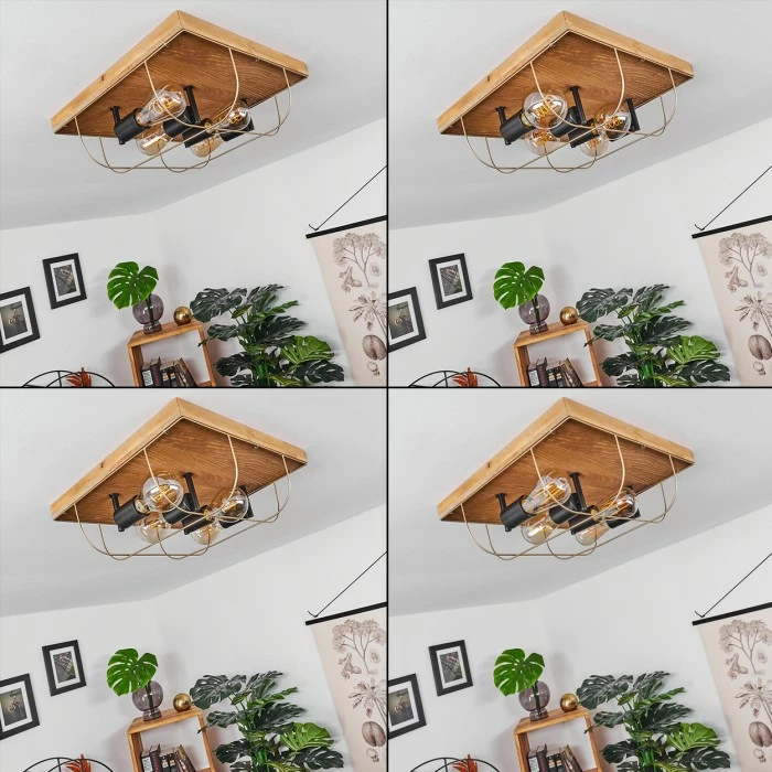 Hofstein Hodne Deckenleuchte Schwarz, Naturfarben, 4-flammig 2 Hofstein Hodne Deckenleuchte Schwarz, Naturfarben, 4-flammig – Bild 2