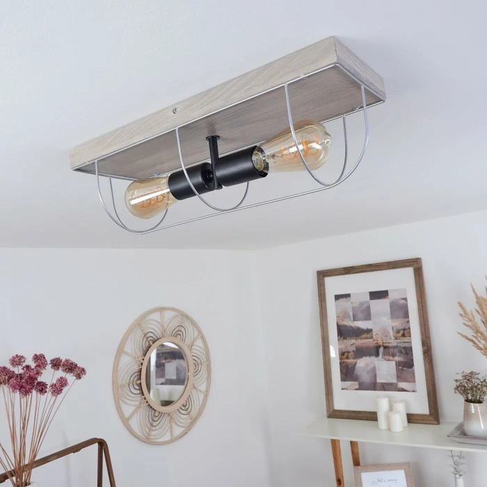 Hofstein Hodne Deckenleuchte Schwarz, Grau, Naturfarben, 2-flammig 12 Hofstein Hodne Deckenleuchte Schwarz, Grau, Naturfarben, 2-flammig – Bild 12