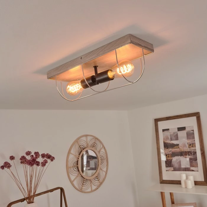 Hofstein Hodne Deckenleuchte Schwarz, Grau, Naturfarben, 2-flammig 9 Hofstein Hodne Deckenleuchte Schwarz, Grau, Naturfarben, 2-flammig – Bild 9