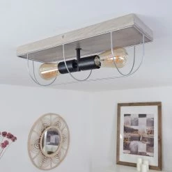 Hofstein Hodne Deckenleuchte Schwarz, Grau, Naturfarben, 2-flammig 21 Hofstein Hodne Deckenleuchte Schwarz, Grau, Naturfarben, 2-flammig -Bürolampen Verkäufe hodne deckenleuchte h3441954 9