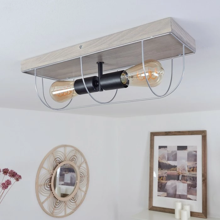 Hofstein Hodne Deckenleuchte Schwarz, Grau, Naturfarben, 2-flammig 10 Hofstein Hodne Deckenleuchte Schwarz, Grau, Naturfarben, 2-flammig – Bild 10