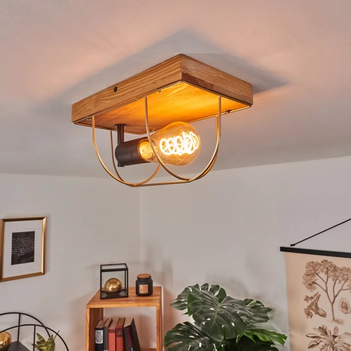 Hofstein Hodne Deckenleuchte Schwarz, Naturfarben, 1-flammig 1 Hofstein Hodne Deckenleuchte Schwarz, Naturfarben, 1-flammig