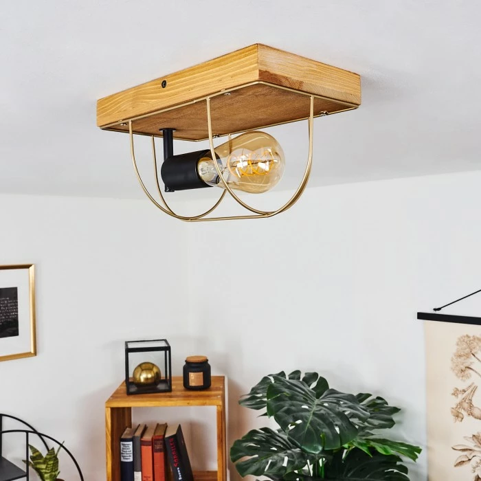 Hofstein Hodne Deckenleuchte Schwarz, Naturfarben, 1-flammig 12 Hofstein Hodne Deckenleuchte Schwarz, Naturfarben, 1-flammig – Bild 12