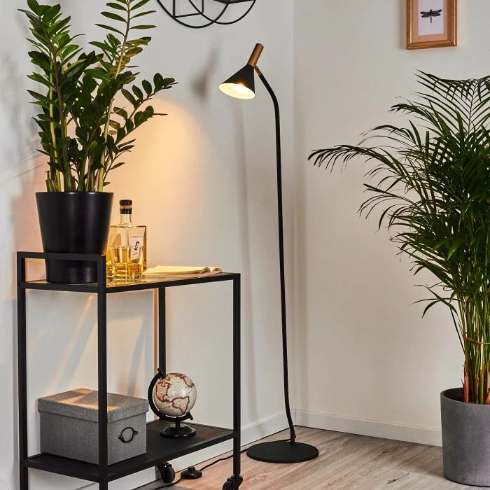 Hofstein Hybla Stehleuchte Schwarz, Gold, 1-flammig 1 Hofstein Hybla Stehleuchte Schwarz, Gold, 1-flammig