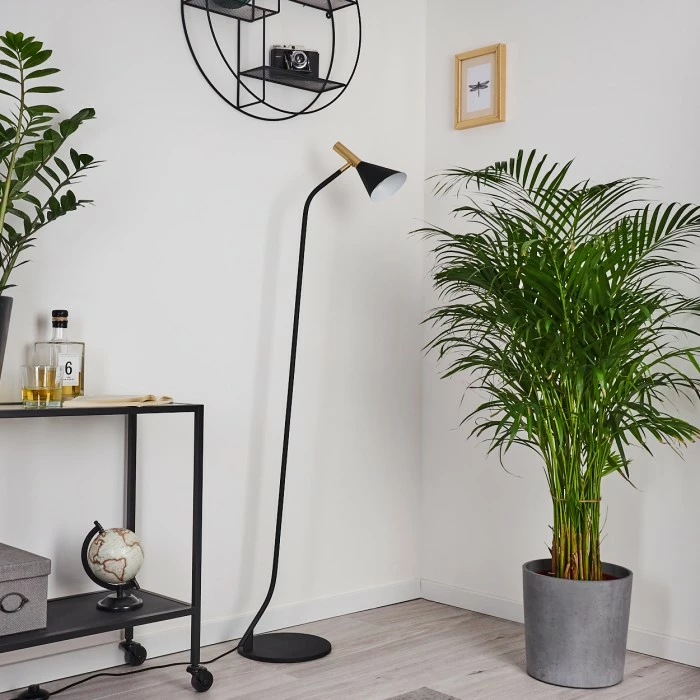 Hofstein Hybla Stehleuchte Schwarz, Gold, 1-flammig 2 Hofstein Hybla Stehleuchte Schwarz, Gold, 1-flammig – Bild 2