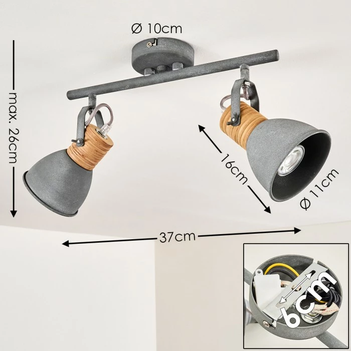Hofstein Kinzua Deckenleuchte Grau, 2-flammig 2 Hofstein Kinzua Deckenleuchte Grau, 2-flammig – Bild 2
