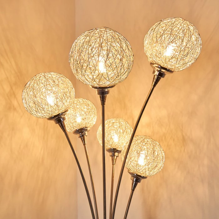 Hofstein Kitee Stehleuchte Edelstahl, 6-flammig 7 Hofstein Kitee Stehleuchte Edelstahl, 6-flammig – Bild 7