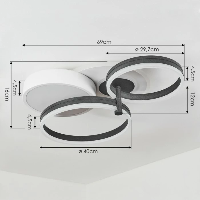 Hofstein Kolo Deckenleuchte LED Anthrazit, Weiß, 1-flammig 4 Hofstein Kolo Deckenleuchte LED Anthrazit, Weiß, 1-flammig – Bild 4