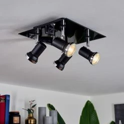 Hofstein Lanrigan Deckenleuchte Chrom, Schwarz, 4-flammig -Bürolampen Verkäufe lanrigan deckenleuchte h3654101 8