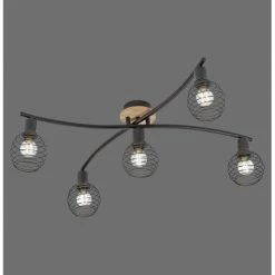 Leuchten Direkt EUGEN Deckenleuchte Schwarz, Naturfarben, 5-flammig -Bürolampen Verkäufe leuchten direkt eugen deckenleuchte 15925 79 5