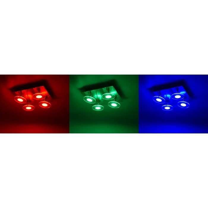 Leuchten Direkt LOLA-MIKE Deckenleuchte LED Edelstahl, 4-flammig, Fernbedienung, Farbwechsler 2 Leuchten Direkt LOLA-MIKE Deckenleuchte LED Edelstahl, 4-flammig, Fernbedienung, Farbwechsler – Bild 2