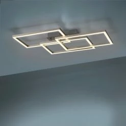 Leuchten Direkt LOLAsmart-MAXI Deckenleuchte LED Stahl gebürstet, 3-flammig, Fernbedienung, Farbwechsler -Bürolampen Verkäufe leuchten direkt lolasmart maxi deckenleuchte 16431 55 7