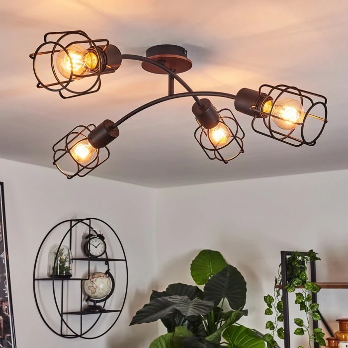 Hofstein Loedingen Deckenleuchte Schwarz, Naturfarben, 4-flammig 1 Hofstein Loedingen Deckenleuchte Schwarz, Naturfarben, 4-flammig