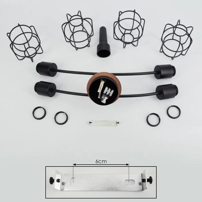 Hofstein Loedingen Deckenleuchte Schwarz, Naturfarben, 4-flammig 4 Hofstein Loedingen Deckenleuchte Schwarz, Naturfarben, 4-flammig – Bild 4