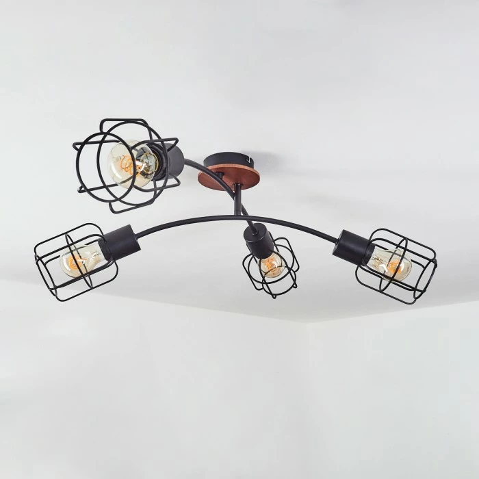 Hofstein Loedingen Deckenleuchte Schwarz, Naturfarben, 4-flammig 5 Hofstein Loedingen Deckenleuchte Schwarz, Naturfarben, 4-flammig – Bild 5