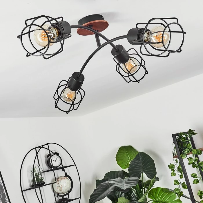 Hofstein Loedingen Deckenleuchte Schwarz, Naturfarben, 4-flammig 6 Hofstein Loedingen Deckenleuchte Schwarz, Naturfarben, 4-flammig – Bild 6