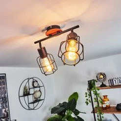 Hofstein Loedingen Deckenleuchte Schwarz, Holz dunkel, 2-flammig -Bürolampen Verkäufe loedingen deckenleuchte h3442968 8