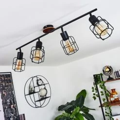 Hofstein Loedingen Deckenleuchte Schwarz, Holz dunkel, 4-flammig -Bürolampen Verkäufe loedingen deckenleuchte h3442999 9