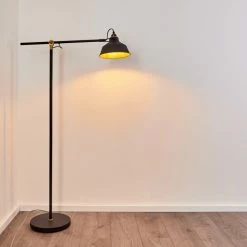 Hofstein Luven Stehleuchte Schwarz, Gold, Schwarz-Gold, 1-flammig -Bürolampen Verkäufe luven stehleuchte h3335802 do1 13