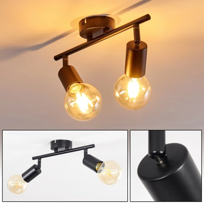 Hofstein Maidford Deckenleuchte Schwarz, 2-flammig 1 Hofstein Maidford Deckenleuchte Schwarz, 2-flammig