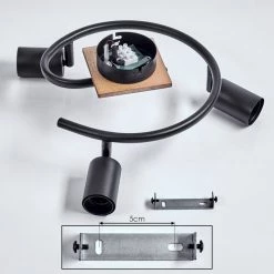 Hofstein Maidford Deckenleuchte Schwarz, Holz dunkel, 3-flammig -Bürolampen Verkäufe maidford deckenleuchte h3388099 4