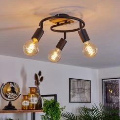 Hofstein Maidford Deckenleuchte Schwarz, Holz dunkel, 3-flammig -Bürolampen Verkäufe maidford deckenleuchte h3388099 6