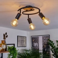 Hofstein Maidford Deckenleuchte Schwarz, Holz dunkel, 3-flammig -Bürolampen Verkäufe maidford deckenleuchte h3388099 8