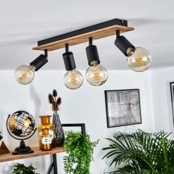 Hofstein Maidford Deckenleuchte Schwarz, Holz dunkel, 4-flammig -Bürolampen Verkäufe maidford deckenleuchte h3388105 11