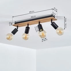 Hofstein Maidford Deckenleuchte Schwarz, Holz dunkel, 4-flammig -Bürolampen Verkäufe maidford deckenleuchte h3388105 3