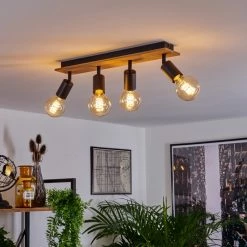 Hofstein Maidford Deckenleuchte Schwarz, Holz dunkel, 4-flammig -Bürolampen Verkäufe maidford deckenleuchte h3388105 6