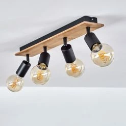 Hofstein Maidford Deckenleuchte Schwarz, Holz dunkel, 4-flammig -Bürolampen Verkäufe maidford deckenleuchte h3388105 7