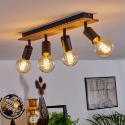Hofstein Maidford Deckenleuchte Schwarz, Holz dunkel, 4-flammig -Bürolampen Verkäufe maidford deckenleuchte h3388105 8