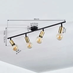 Hofstein Maidfordo Deckenleuchte Messing, Schwarz, 4-flammig -Bürolampen Verkäufe maidfordo deckenleuchte h3388136 3