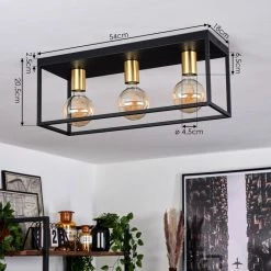 Hofstein Malao Deckenleuchte Messing, Schwarz, 3-flammig -Bürolampen Verkäufe malao deckenleuchte h3019276 3