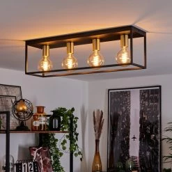 Hofstein Malao Deckenleuchte Messing, Schwarz, 4-flammig -Bürolampen Verkäufe malao deckenleuchte h3019283 6