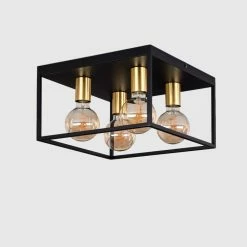 Hofstein Malao Deckenleuchte Messing, Schwarz, 4-flammig -Bürolampen Verkäufe malao deckenleuchte h3019290 7