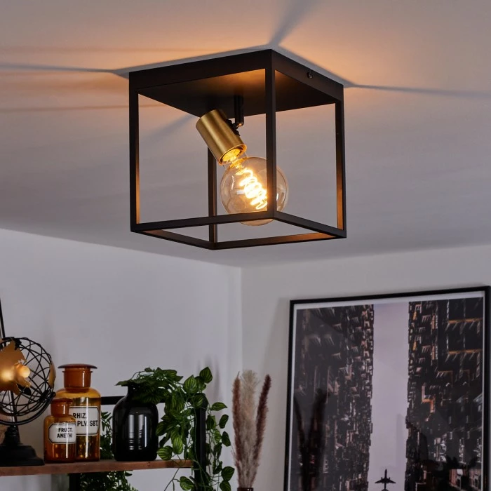 Hofstein Malao Deckenleuchte Messing, Schwarz, 1-flammig 1 Hofstein Malao Deckenleuchte Messing, Schwarz, 1-flammig