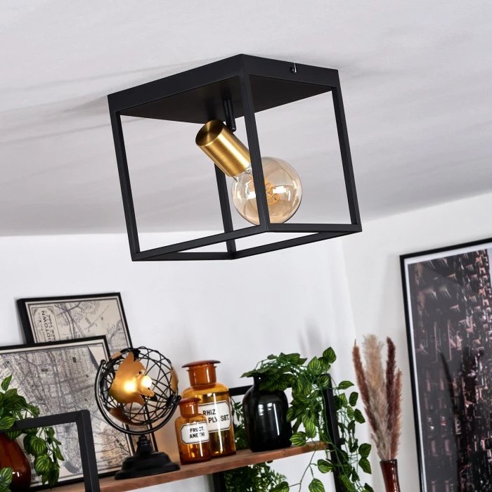 Hofstein Malao Deckenleuchte Messing, Schwarz, 1-flammig 3 Hofstein Malao Deckenleuchte Messing, Schwarz, 1-flammig – Bild 3