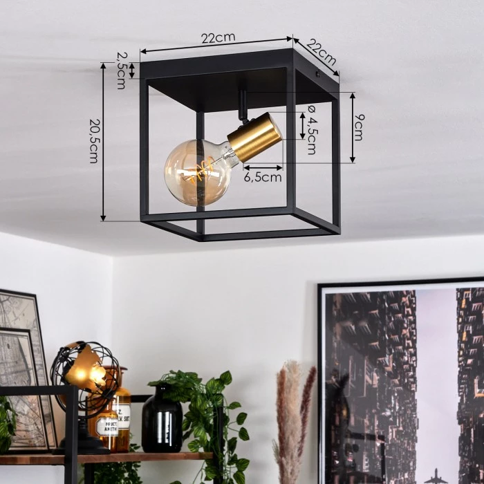 Hofstein Malao Deckenleuchte Messing, Schwarz, 1-flammig 5 Hofstein Malao Deckenleuchte Messing, Schwarz, 1-flammig – Bild 5