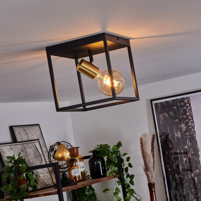 Hofstein Malao Deckenleuchte Messing, Schwarz, 1-flammig 10 Hofstein Malao Deckenleuchte Messing, Schwarz, 1-flammig – Bild 10